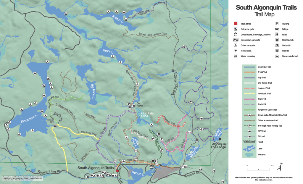 South Algonquin trails map by Julie Witmer using MAPublisher