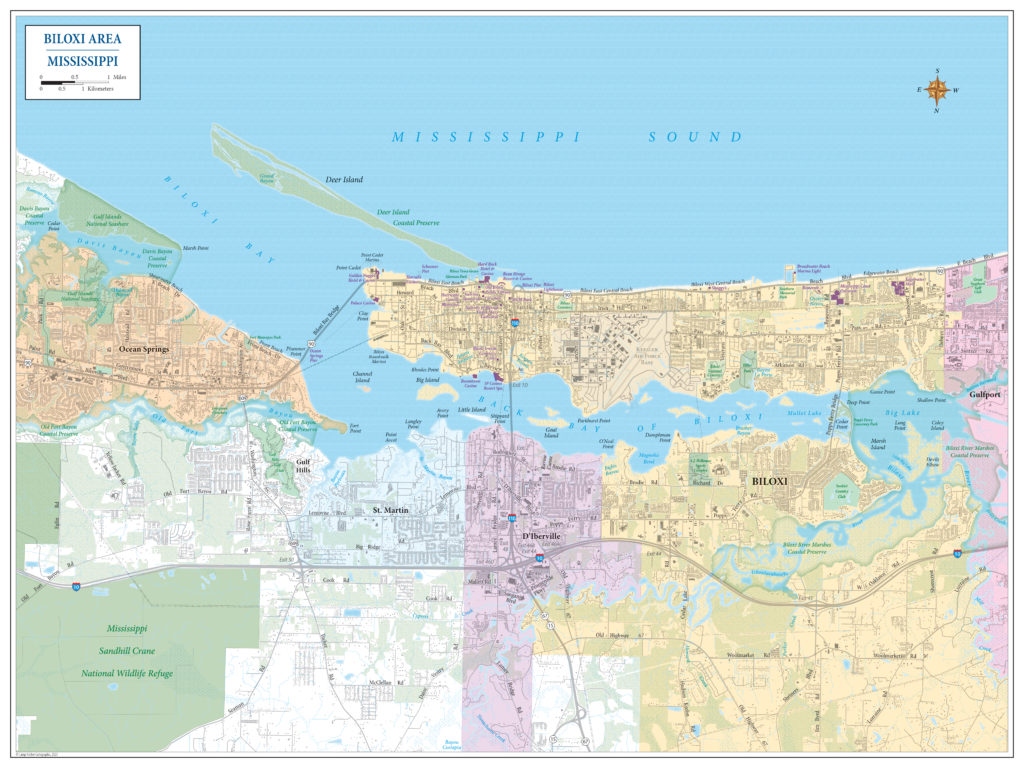 Biloxi Mississippi Map by Glen Pawelski